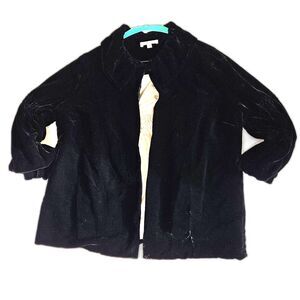 CAbi Black Velvet Sleeved Cape Style Swing Jacket Large